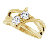 14K Gold Round Lab-Grown Diamond Two-Stone Ring - Yellow Gold - view 10