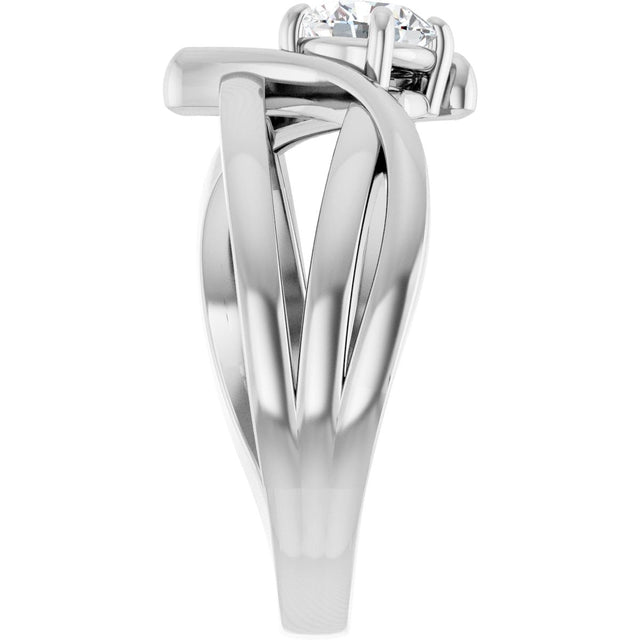 Platinum Round Natural Diamond Bypass Ring – 3.2-5.2mm Stones - view 9