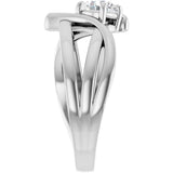 14K Gold Round Lab-Grown Diamond Bypass Ring - White Gold - view 9