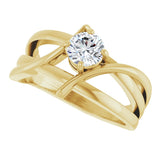 14K Gold Round Lab-Grown Diamond Bypass Ring - Yellow Gold - view 10