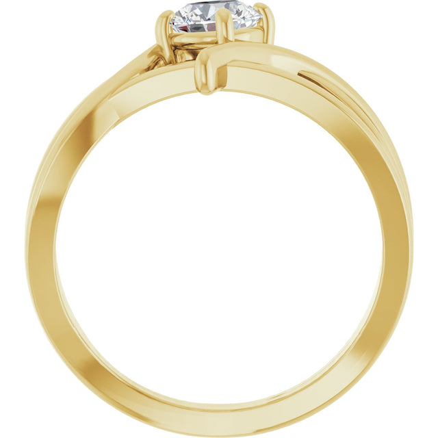 14K Gold Round Natural Diamond Bypass Ring – 3.2-5.2mm Stones - Yellow Gold - view 7