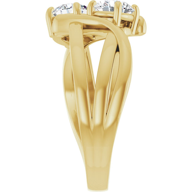 14K Gold Round Lab-Grown Diamond Two-Stone Ring - Yellow Gold - view 9