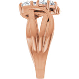14K Gold Round Natural Diamond Two-Stone Ring - Rose Gold - view 9