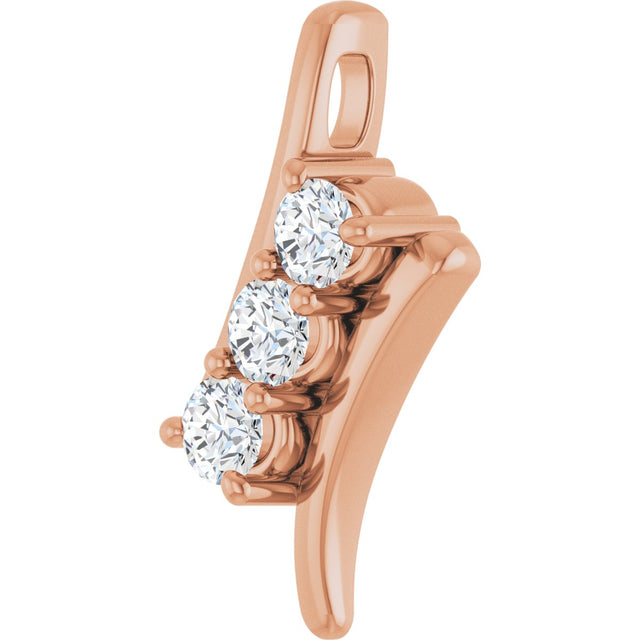 14K Gold Round Natural Diamond Three-Stone Freeform Pendant – 1/3 CTW - Rose Gold - view 5