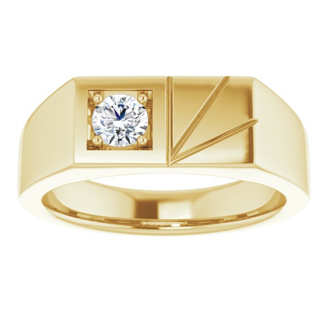 14K Gold Round Natural Diamond Solitaire Ring – 4.3mm Stones - Yellow Gold - view 8