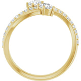 14K Gold Round Lab-Grown Diamond Two-Stone Bypass Ring – 4.1mm Stones - Yellow Gold - view 7