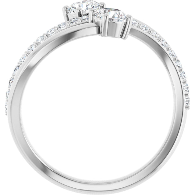 Platinum Round Natural Diamond Two-Stone Bypass Ring – 4.1mm Stones - view 7
