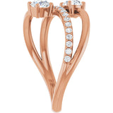 14K Gold Round Natural Diamond Two-Stone Bypass Ring – 4.1mm Stones - Rose Gold - view 9