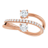 14K Gold Round Lab-Grown Diamond Two-Stone Bypass Ring – 4.1mm Stones - Rose Gold - view 10