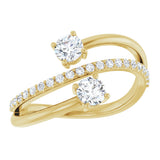 14K Gold Round Lab-Grown Diamond Two-Stone Bypass Ring – 4.1mm Stones - Yellow Gold - view 8