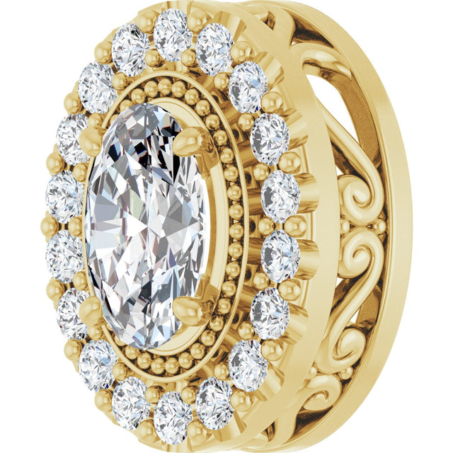 14K Gold Oval Lab-Grown Diamond Halo-Style Pendant – 5/8 CTW - Yellow Gold - view 5