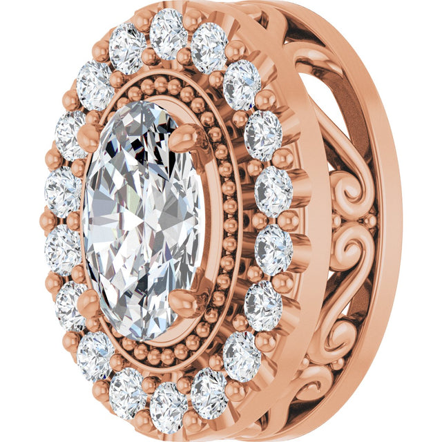 14K Gold Oval Lab-Grown Diamond Halo-Style Pendant – 5/8 CTW - Rose Gold - view 5