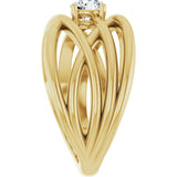 14K Gold Round Natural Diamond Solitaire Criss-Cross Ring - Yellow Gold - view 9