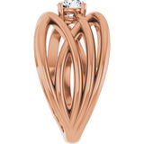 14K Gold Round Natural Diamond Solitaire Criss-Cross Ring - Rose Gold - view 9