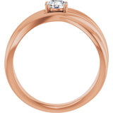 14K Gold Round Natural Diamond Solitaire Criss-Cross Ring - Rose Gold - view 7