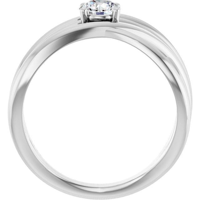 Platinum Round Natural Diamond Solitaire Criss-Cross Ring - view 7