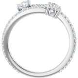Platinum Round Natural Diamond Two-Stone Bypass Ring - view 7