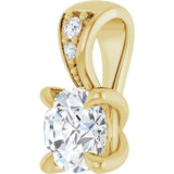 14K Gold Round Natural Diamond Accented Claw-Prong Pendant - Yellow Gold - view 5