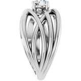14K Gold Round Natural Diamond Solitaire Criss-Cross Ring - White Gold - view 9