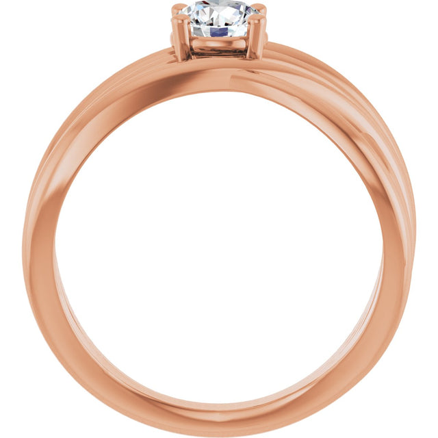 14K Gold Round Lab-Grown Diamond Solitaire Criss-Cross Ring - Rose Gold - view 7