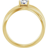 14K Gold Round Lab-Grown Diamond Solitaire Criss-Cross Ring - Yellow Gold - view 7