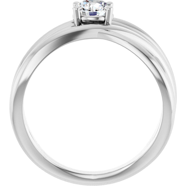Platinum Round Natural Diamond Solitaire Criss-Cross Ring - view 7