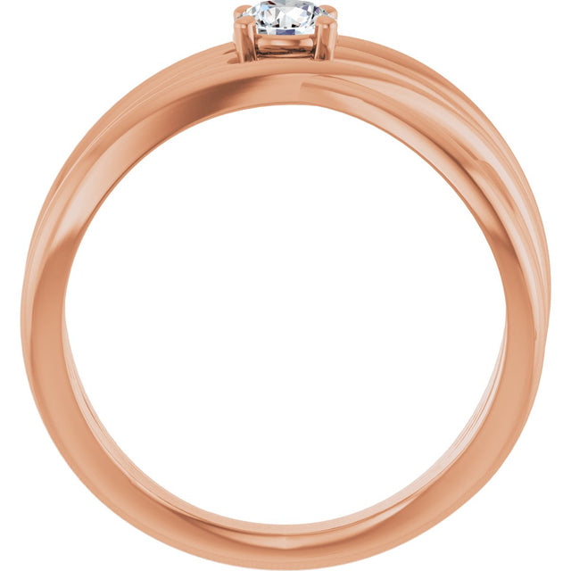 14K Gold Round Lab-Grown Diamond Solitaire Criss-Cross Ring - Rose Gold - view 7