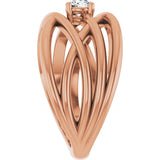 14K Gold Round Natural Diamond Solitaire Criss-Cross Ring - Rose Gold - view 9