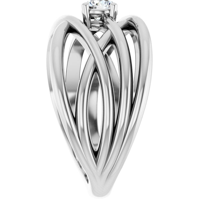 14K Gold Round Lab-Grown Diamond Solitaire Criss-Cross Ring - White Gold - view 9