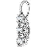 14K Gold Round Natural Diamond Three-Stone Pendant – 5/8 CTW - White Gold - view 6
