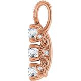 14K Gold Round Lab-Grown Diamond Three-Stone Pendant – 5/8 CTW - Rose Gold - view 6