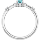 Platinum Oval Natural Blue Zircon Halo-Style Ring - view 7