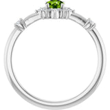 14K Gold Oval Natural Peridot Halo-Style Ring - White Gold - view 7