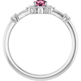 14K Gold Oval Natural Pink Tourmaline Halo-Style Ring - White Gold - view 7