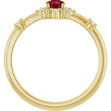 14K Gold Oval Lab-Grown Ruby Halo-Style Ring - Yellow Gold - view 7