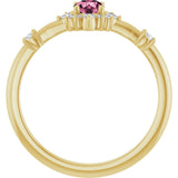 14K Gold Oval Natural Pink Tourmaline Halo-Style Ring - Yellow Gold - view 7