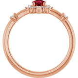 14K Gold Oval Lab-Grown Ruby Halo-Style Ring - Rose Gold - view 7