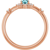 14K Gold Oval Natural Blue Zircon Halo-Style Ring - Rose Gold - view 7