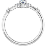 14K Gold Oval Natural White Sapphire Halo-Style Ring - White Gold - view 7