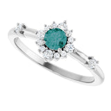 14K Gold Oval Lab-Grown Alexandrite Halo-Style Ring - White Gold - view 10