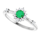 Platinum Oval Lab-Grown Emerald Halo-Style Ring - view 10