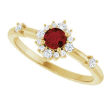 14K Gold Oval Natural Mozambique Garnet Halo-Style Ring - Yellow Gold - view 10