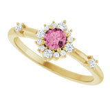 14K Gold Oval Natural Pink Tourmaline Halo-Style Ring - Yellow Gold - view 10