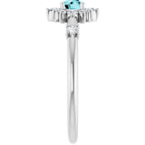 14K Gold Oval Natural Blue Zircon Halo-Style Ring - White Gold - view 9