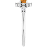 14K Gold Oval Natural Citrine Halo-Style Ring - White Gold - view 9