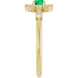 14K Gold Oval Lab-Grown Emerald Halo-Style Ring - Yellow Gold - view 9