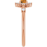 14K Gold Oval Natural Citrine Halo-Style Ring - Rose Gold - view 9