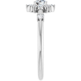 14K Gold Oval Natural White Sapphire Halo-Style Ring - White Gold - view 9