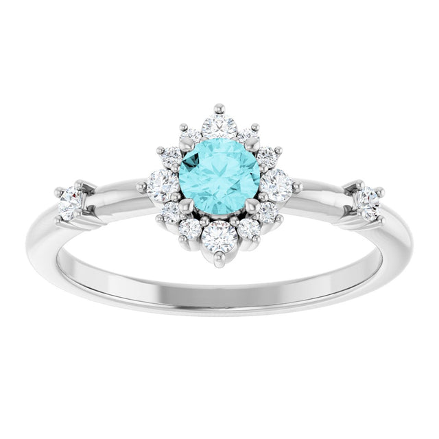 Platinum Oval Natural Blue Zircon Halo-Style Ring - view 8