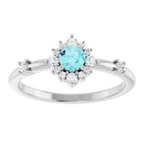 14K Gold Oval Natural Blue Zircon Halo-Style Ring - White Gold - view 8